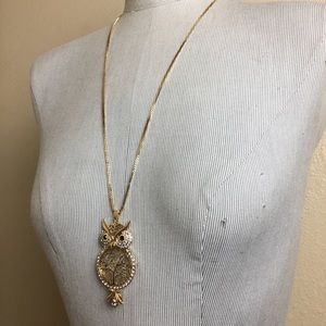 New gold long sweater chain owl pendant necklace